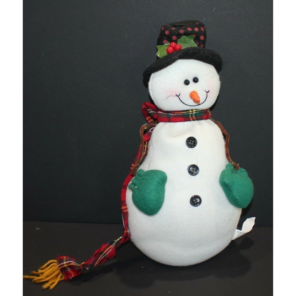 Snowman Christmas Door Stop Figurine Cloth